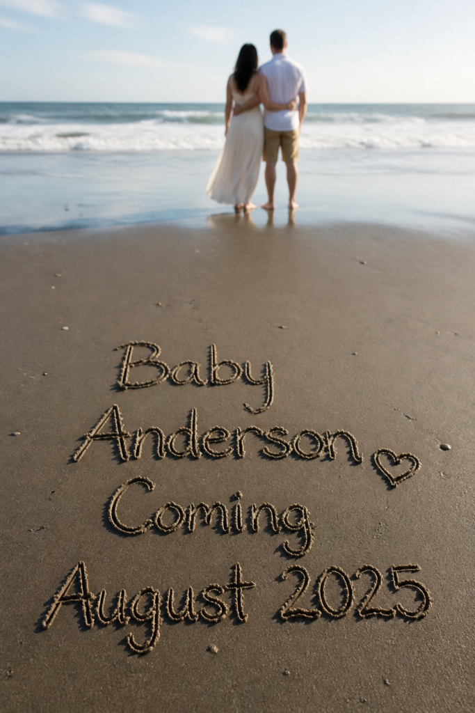 Written in the Sand Beach Pregnancy Announcement