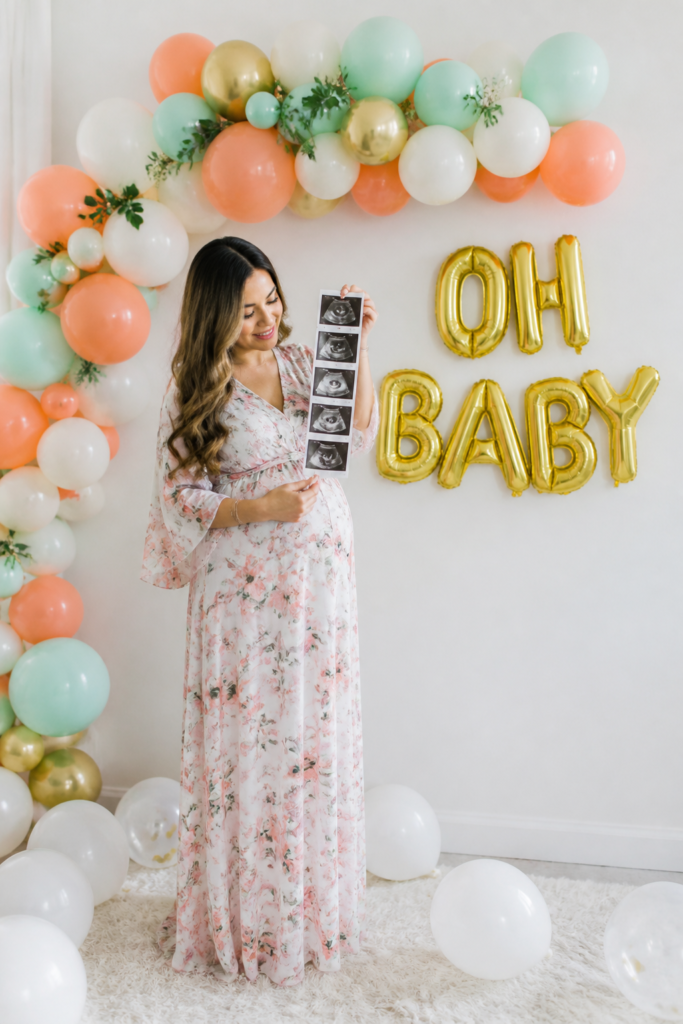 At Home Balloon Backdrop Rainbow Baby Announcement