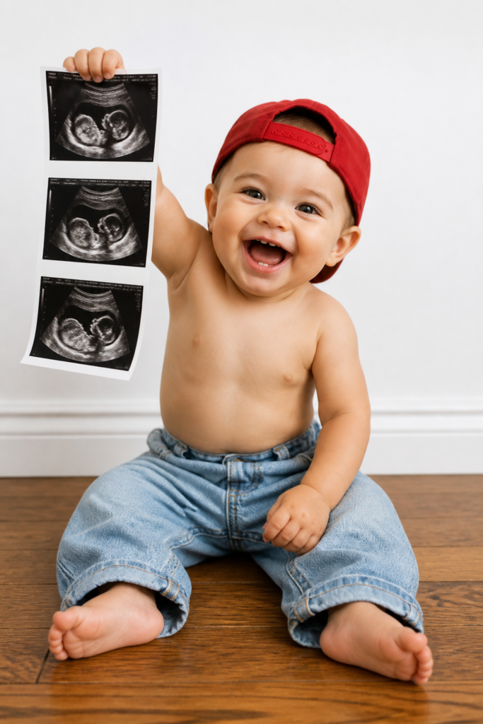 Backwards Hat Baby Announcement
