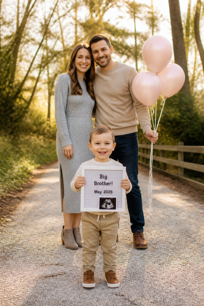 Big Brother Holding Letter Board — Family Photo Style