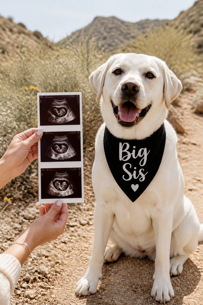Big Sis Bandana Pregnancy Announcement with Dog