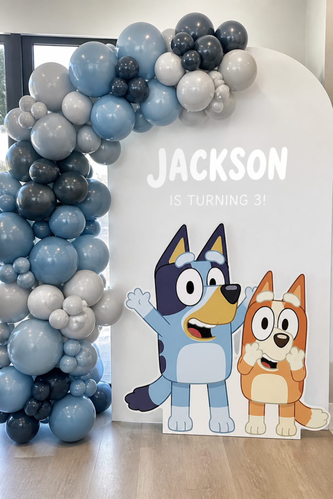 Blue and Grey Bluey Party for Boys
