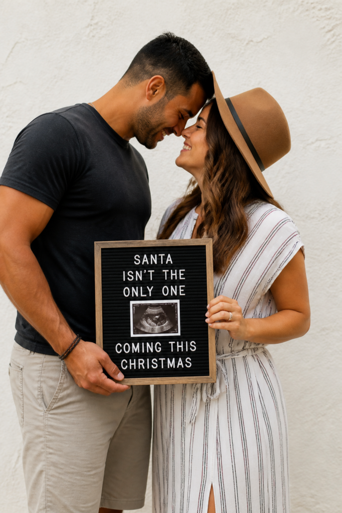 Christmas Letter Board Pregnancy Announcement 3