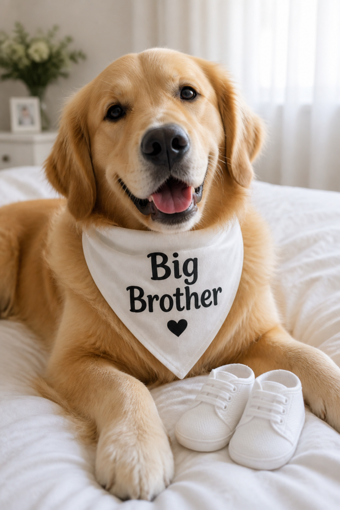 Dog Holding a Sign Pregnancy Announcement