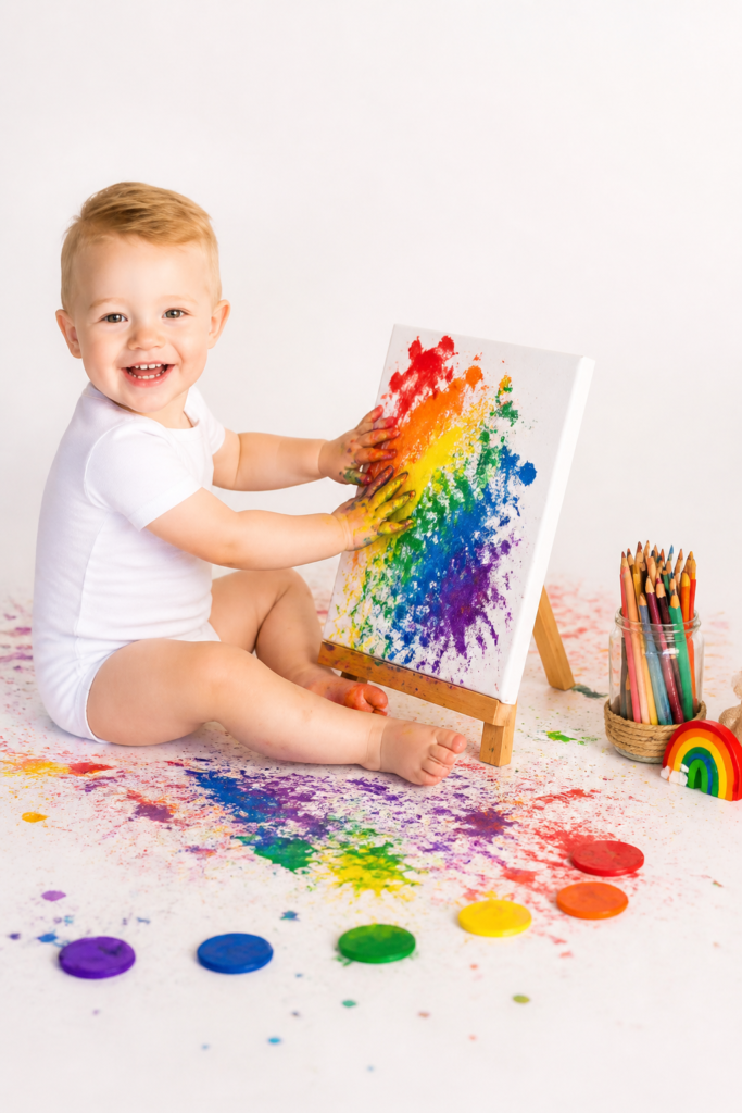 Finger Paint Rainbow Baby Announcement