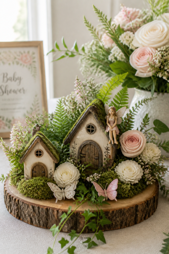 Florals and Fairy Houses Vignette