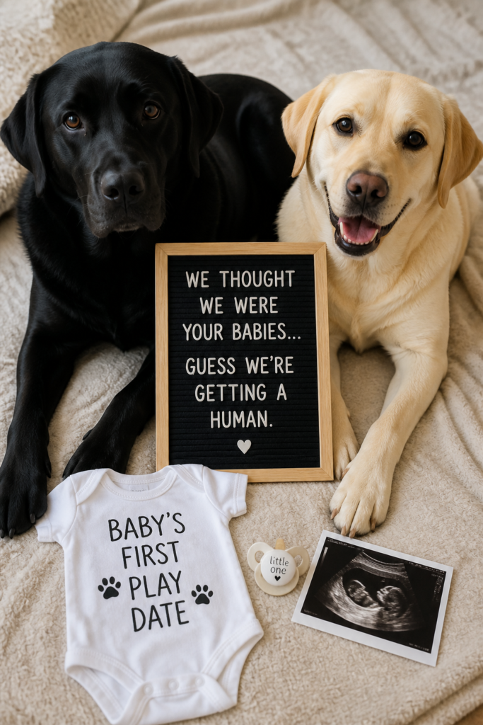 Funny Pregnancy Announcement with Dogs