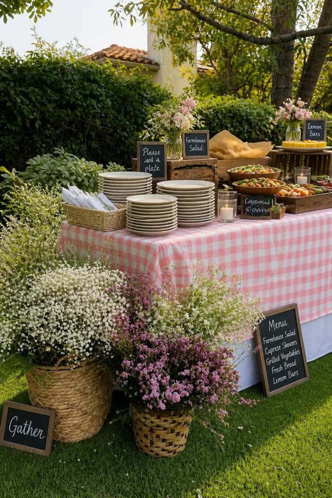 Gingham Picnic-Style Buffet Display