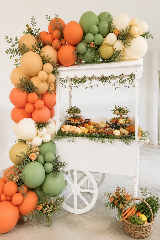 Grazing Cart With a Balloon Arch