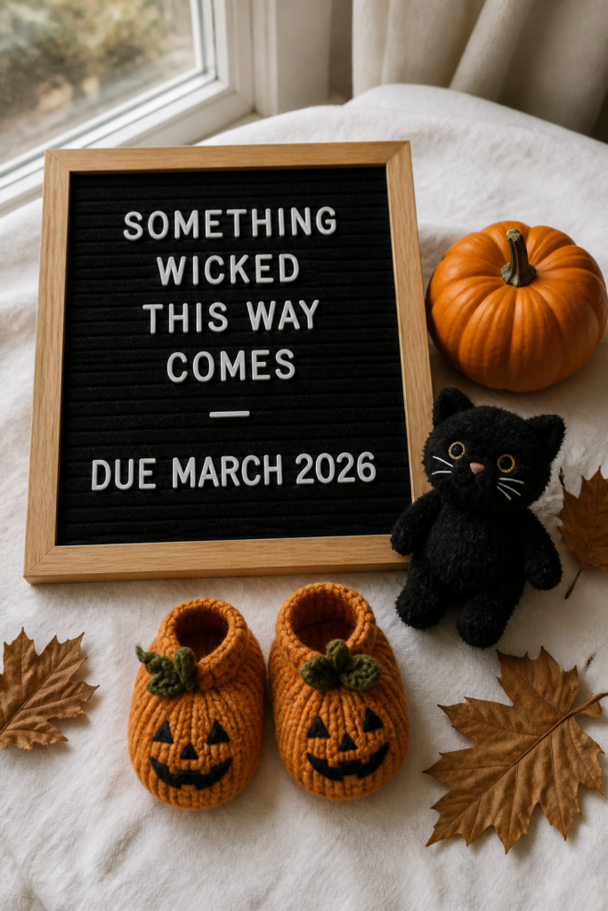Halloween Letter Board Pregnancy Announcement
