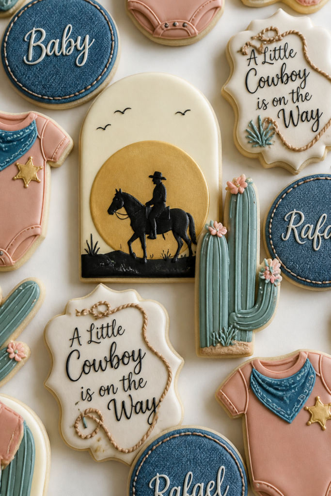 Hand-Drawn Detail Western Baby Shower Cookies
