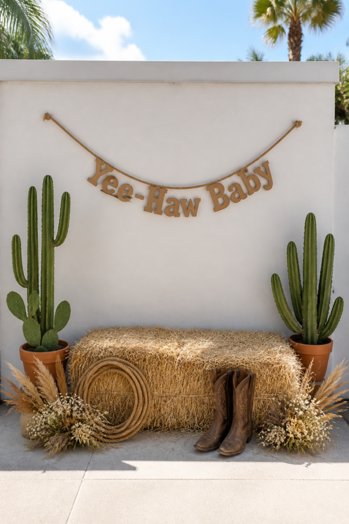 Hay Bales and Cactus Backdrop