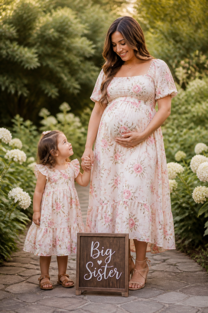Matching Mama and Daughter Announcement