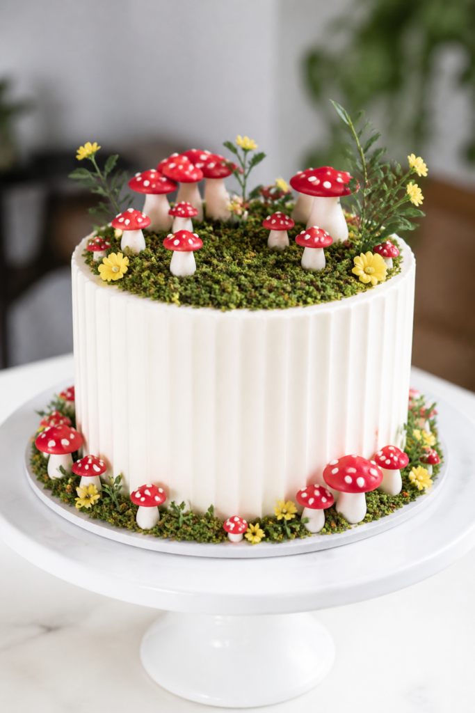 Mushrooms and Merry Animals Cake