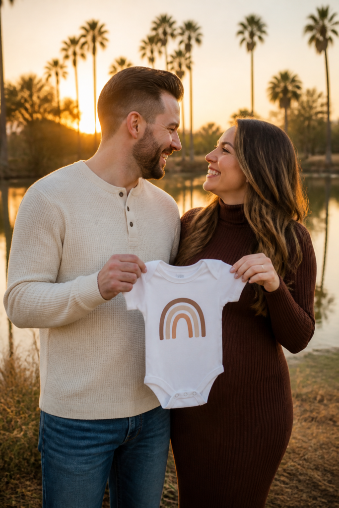 Rainbow Onesie Pregnancy Announcement After Loss