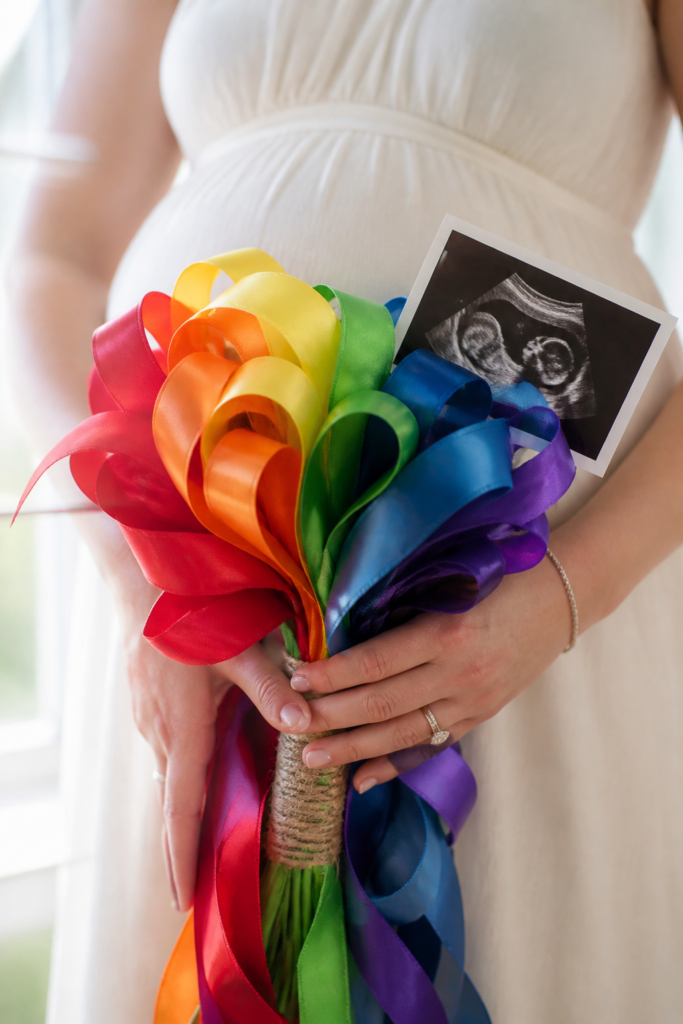 Rainbow Ribbon Bouquet Announcement