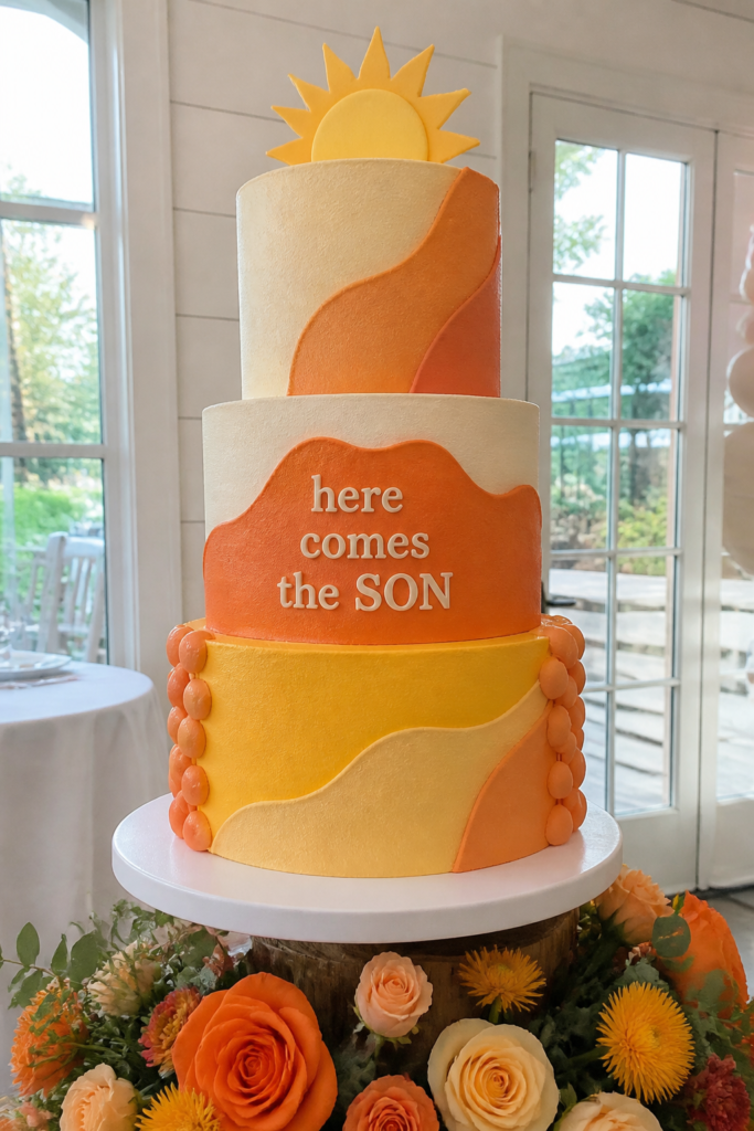 Rainbow and Sun Birthday Cake