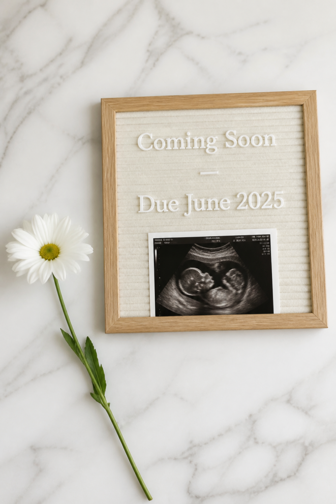 Sonogram and Letter Board Pregnancy Announcement