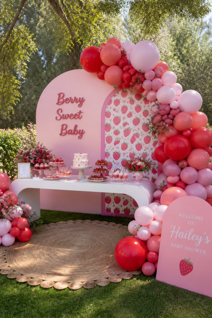 Strawberry Garden Party Setup