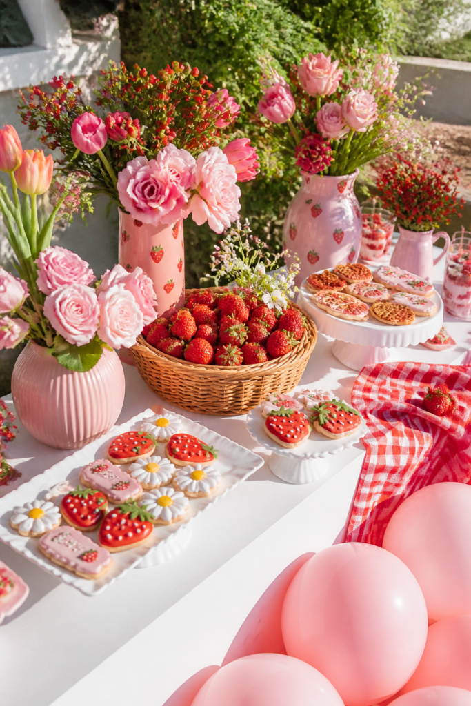 Strawberry Themed High Chair Decoration