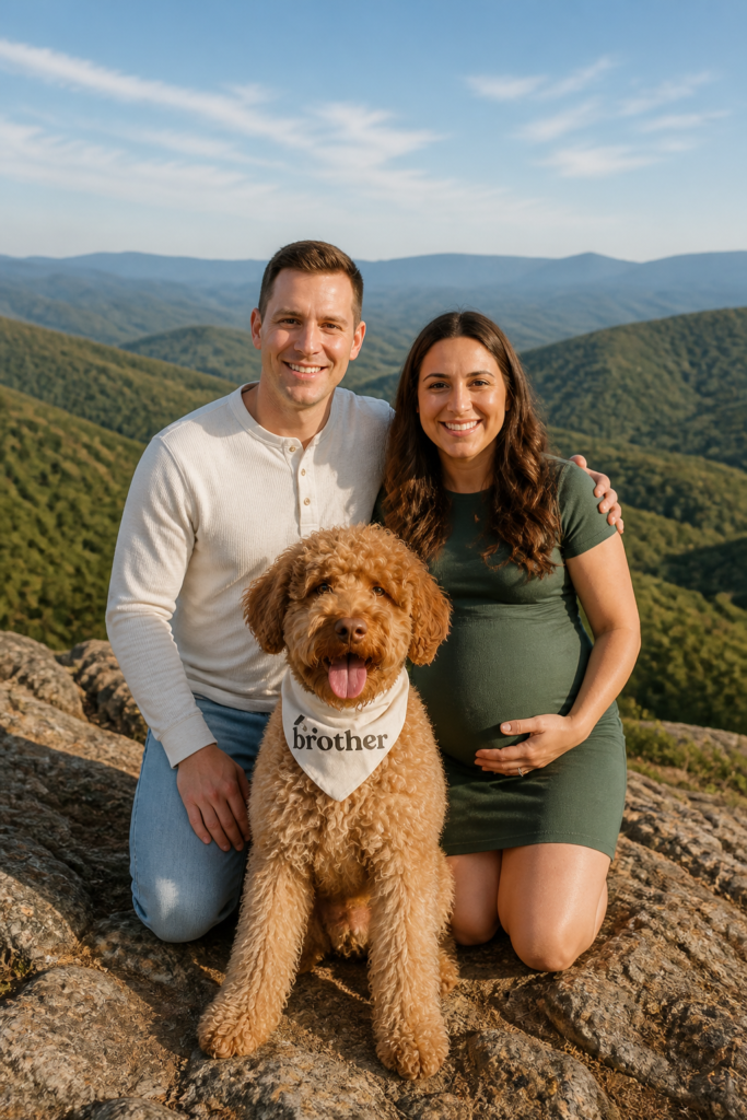 The Great Outdoors Pregnancy Announcement with Dog