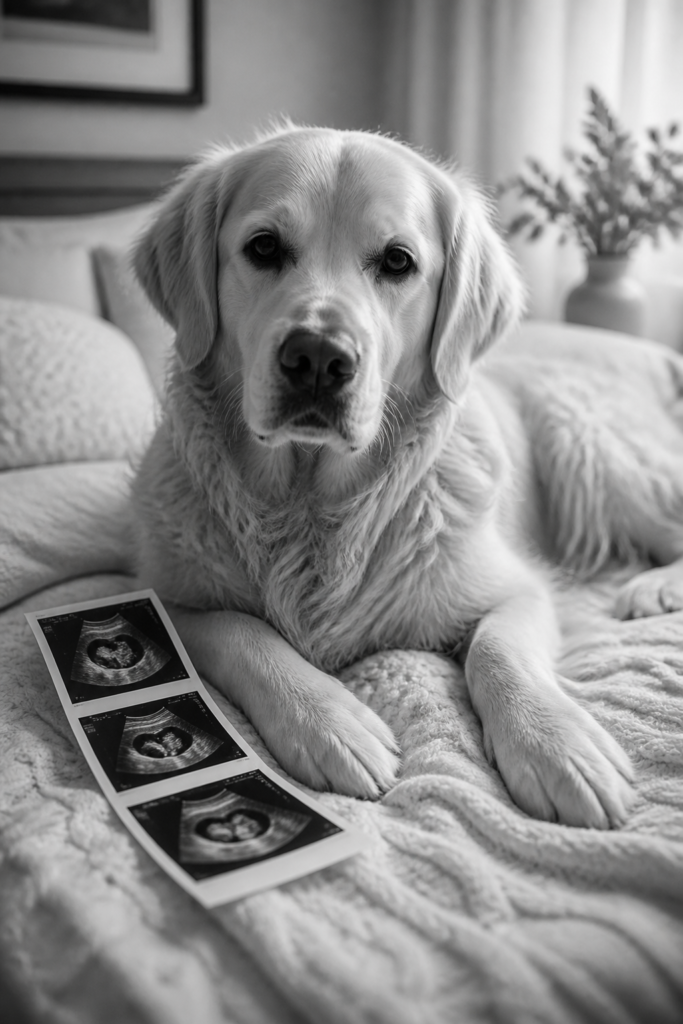 Timeless Black & White Dog Pregnancy Announcement