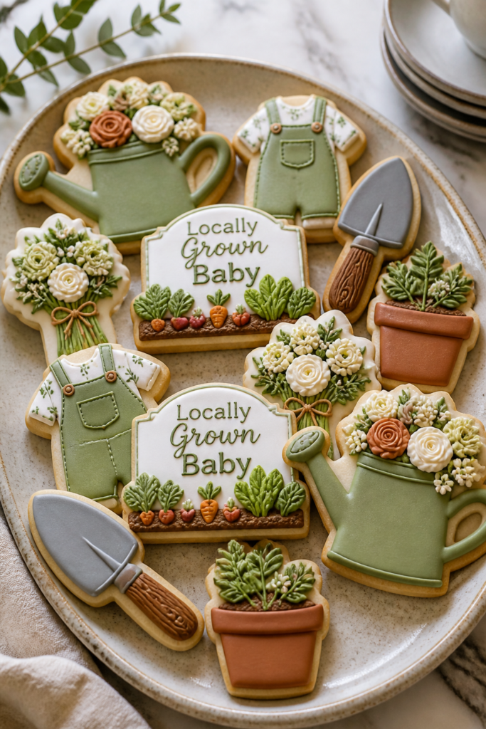 Watering Cans and Baby Onesie Cookies