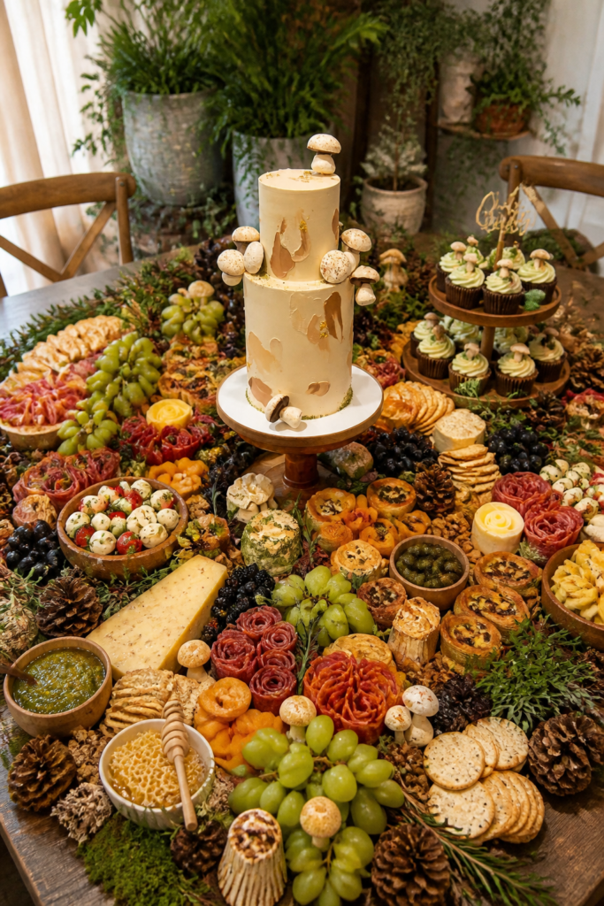 Woodland Charcuterie and Cake Display