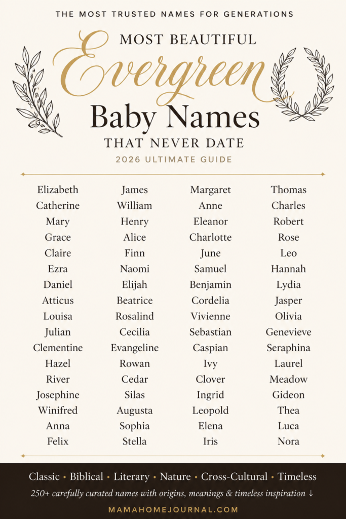 250+ Evergreen Baby Names That Never Go Out of Style (2026 Guide)