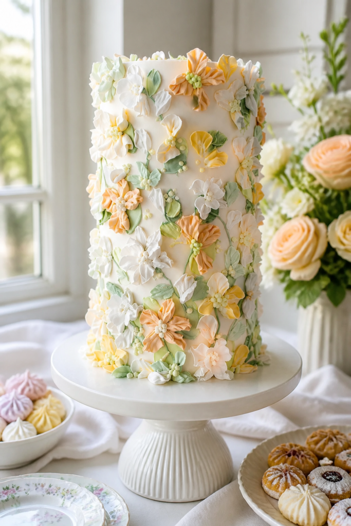 3D Buttercream Floral Tower Cake