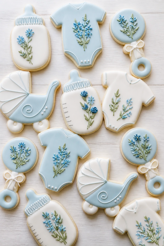 Baby Blue Floral Cookies