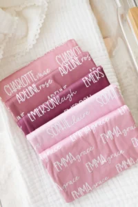 Baby Name Swaddle Blanket Font Duo Best Selling Pinks