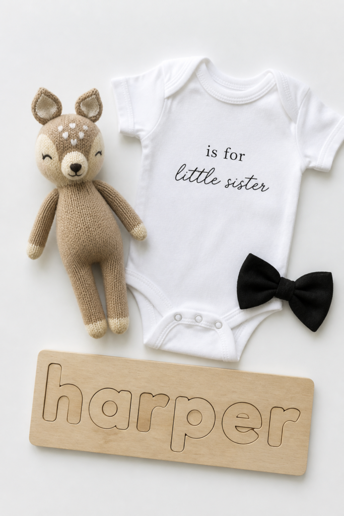 Baby Onesie Flat Lay Announcement
