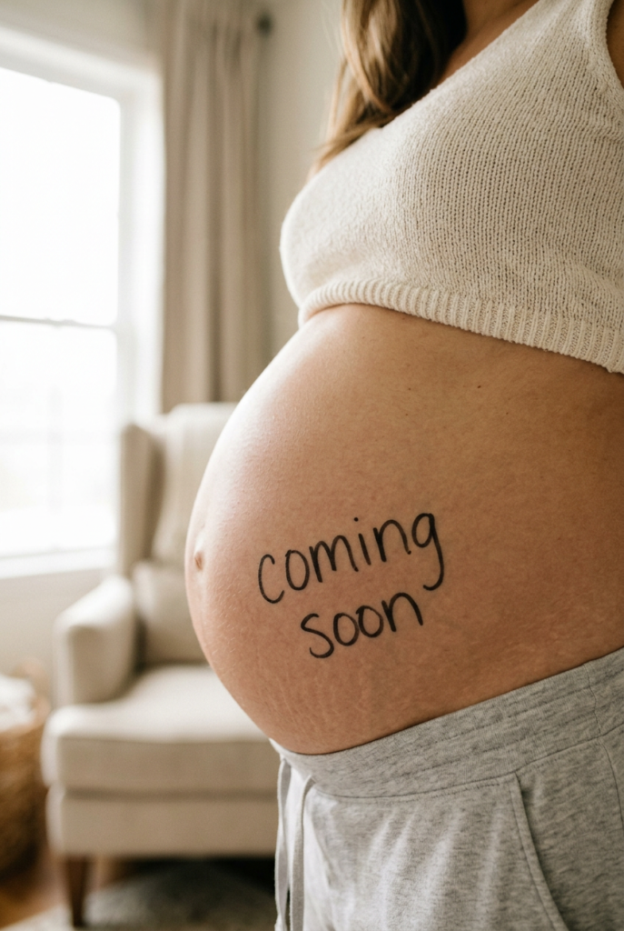 Belly Paint or Belly Tattoo Pregnancy Announcement