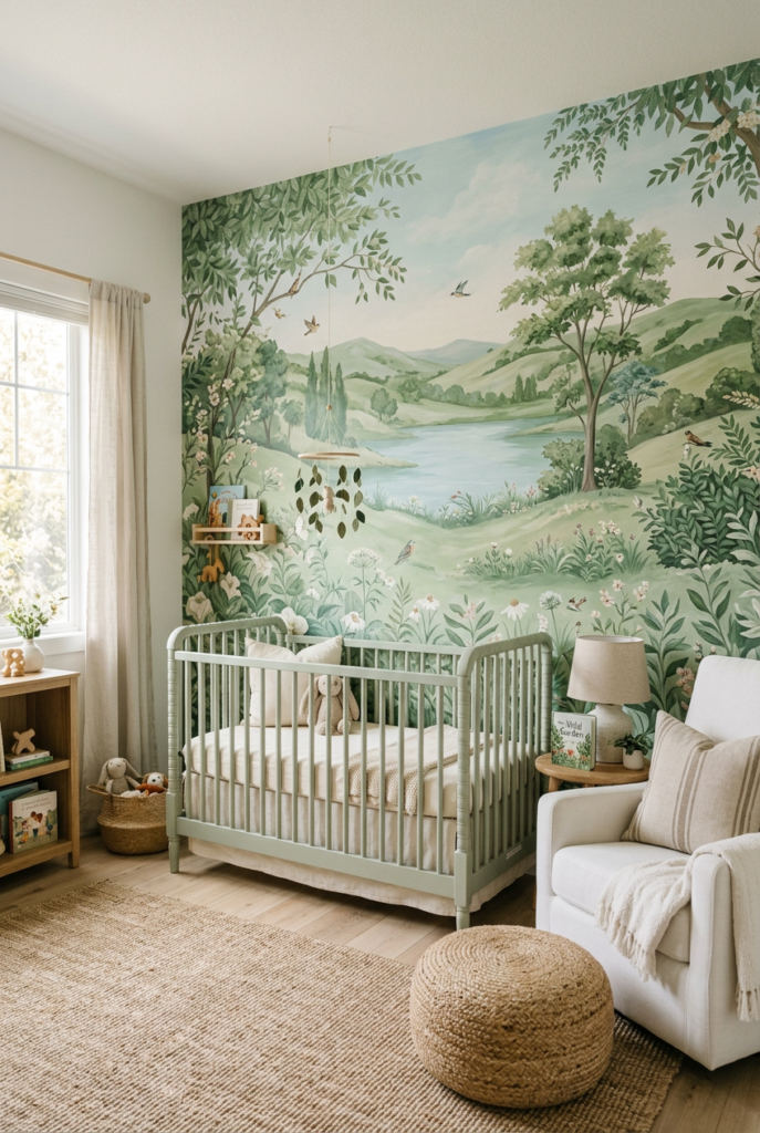 Bold Wallpaper Mural Nursery Accent Wall