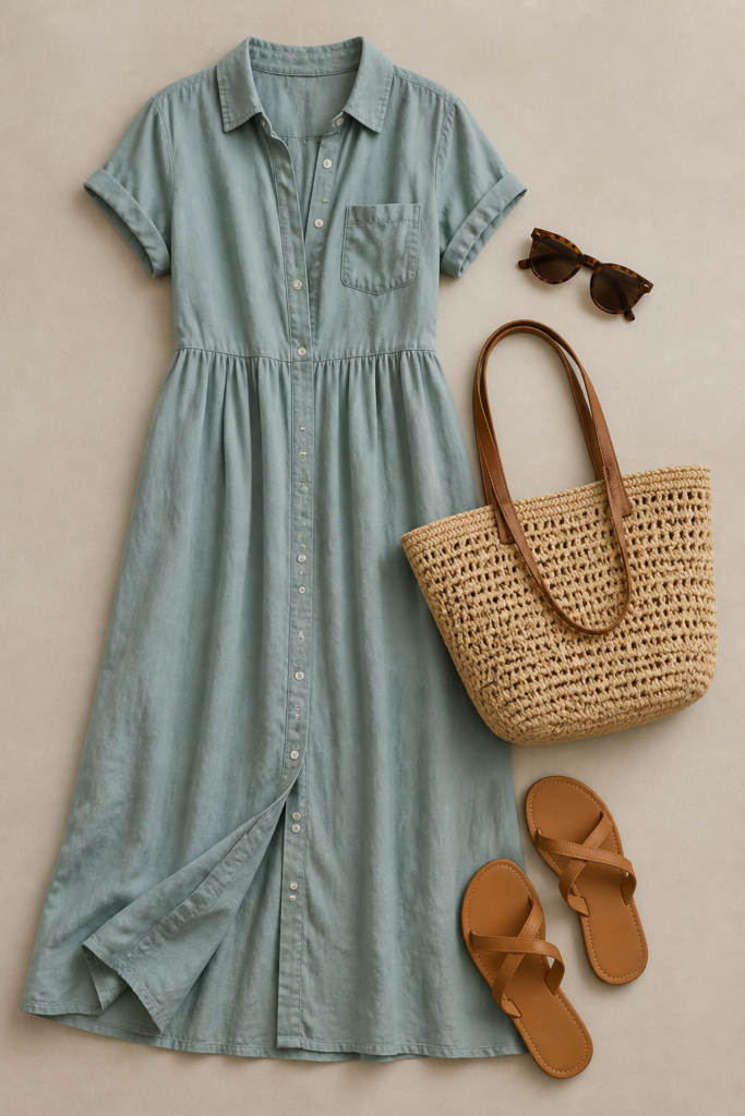 Button-Front Maxi Dress