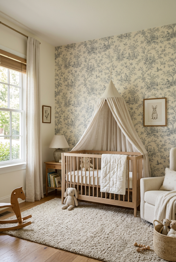 Classic American Heritage Wallpaper Nursery Accent Wall