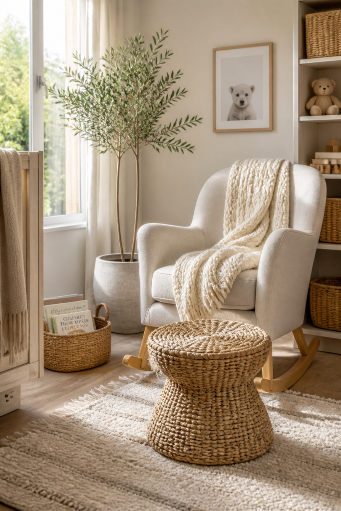 Cozy Nursery Reading Corner with IKEA Stool