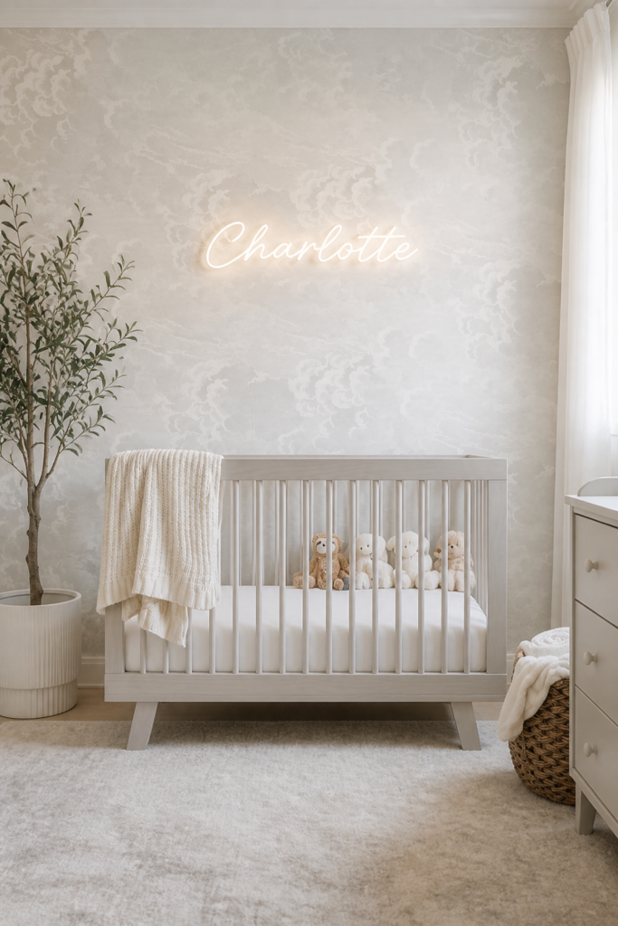 Dreamy Neutral Wallpaper with Neon Light