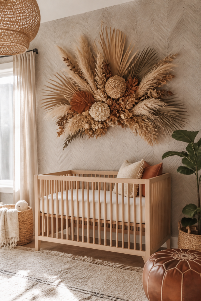 Dried Bohemian Florals Accent Wall