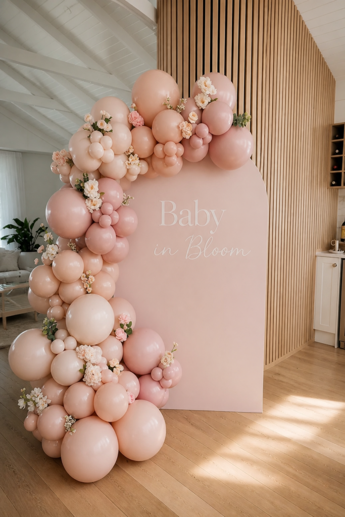 Dusty Pink Blooms and Balloons