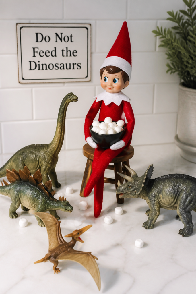 Elf Feeds the Dinosaurs
