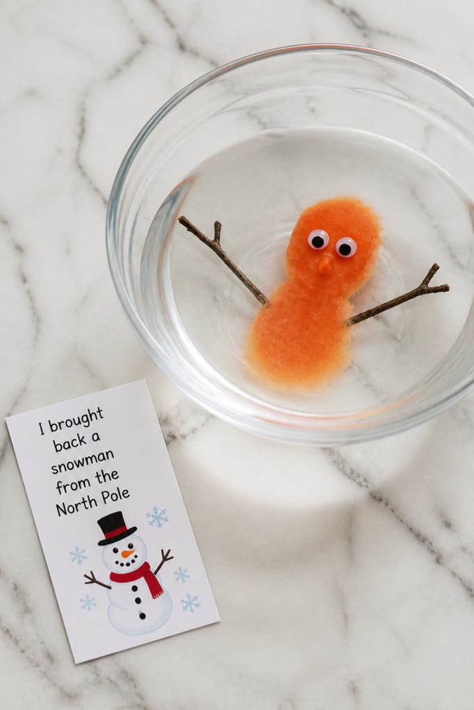 Elf Melted Snowman Scene