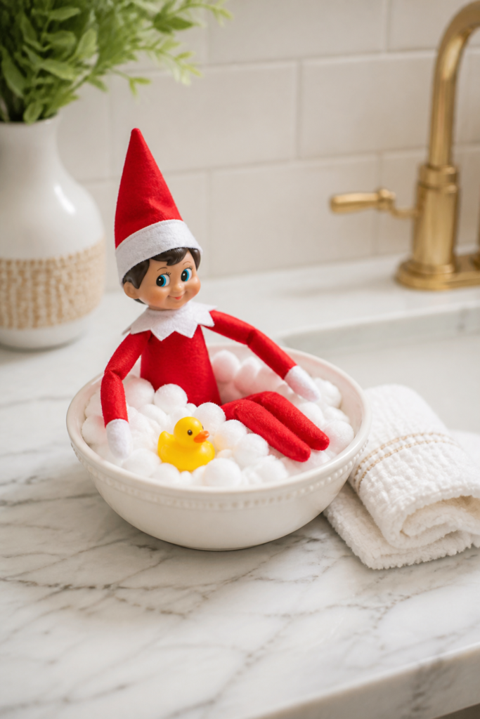 Elf Takes a Bubble Bath