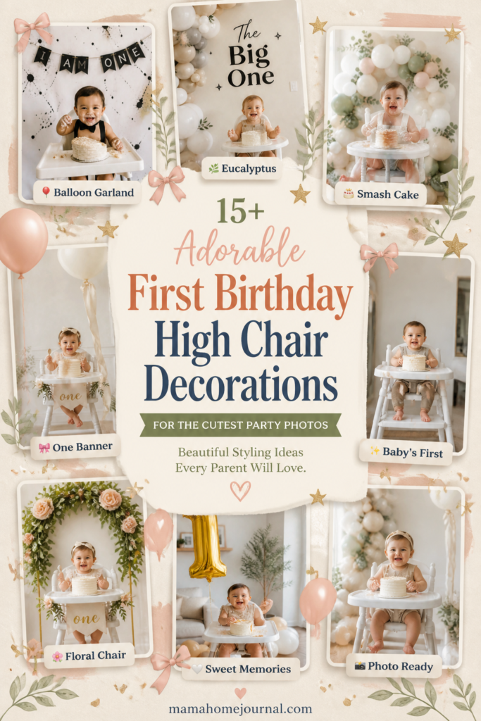 First Birthday Party High Chair Decorations Setup
