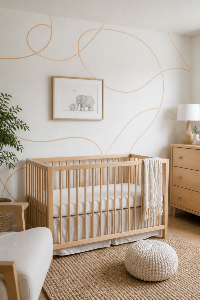Gender Neutral Peachy Line Decal Nursery Accent Wall