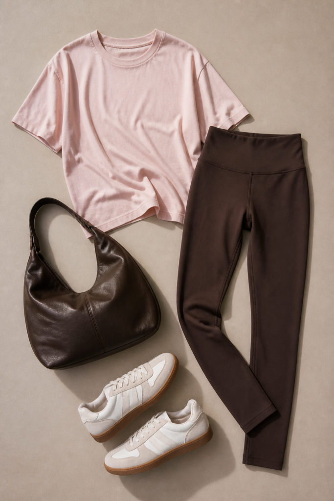 High-Waisted Leggings And An Oversized T-Shirt