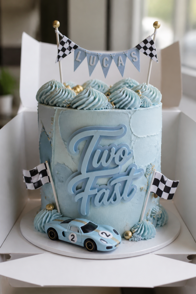 Modern Minimal Race Car Cake