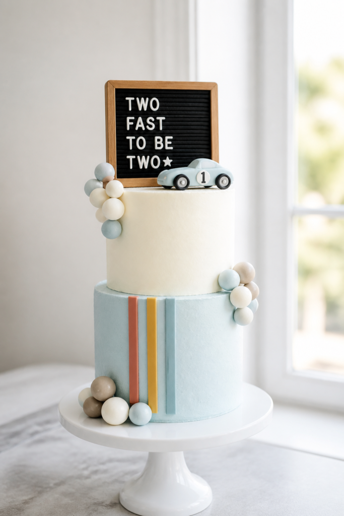Modern Two-Tier Raceway Cake