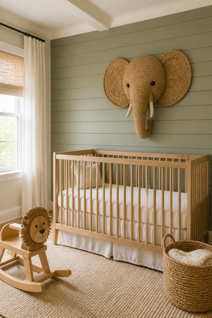 Natural Safari-Inspired Sage Green Nursery